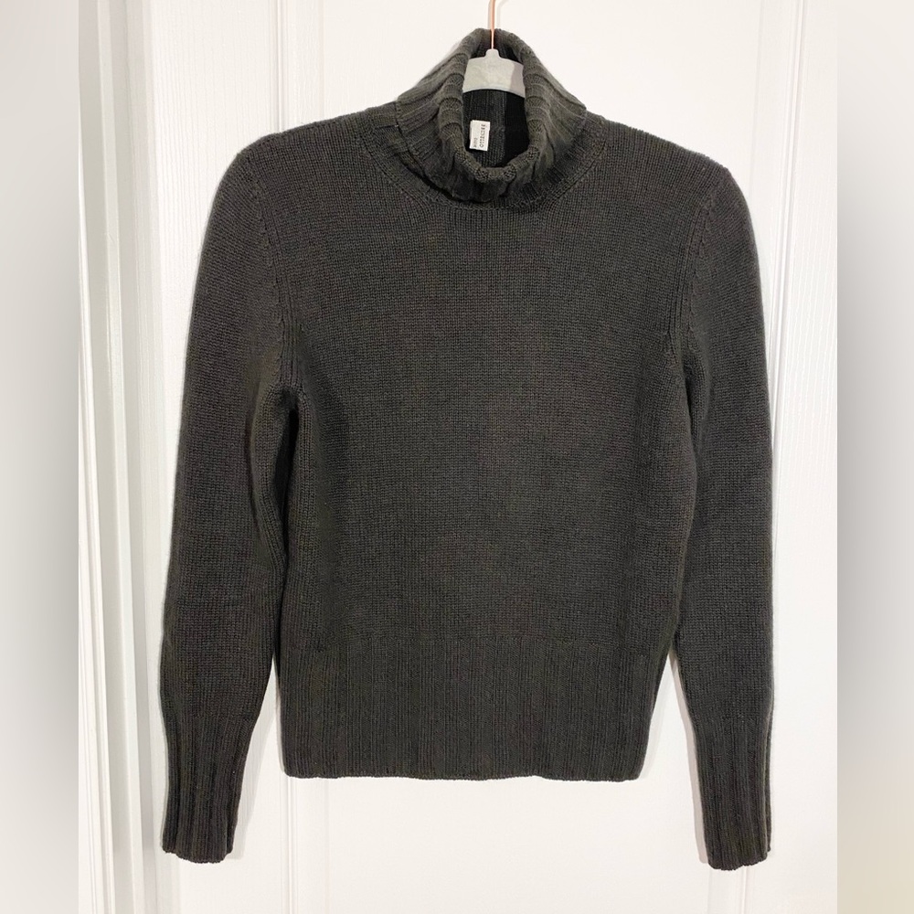 Brunello Cucinelli CASHMERE Turtleneck Sweater Olive Green ITALY MADE Size Large
